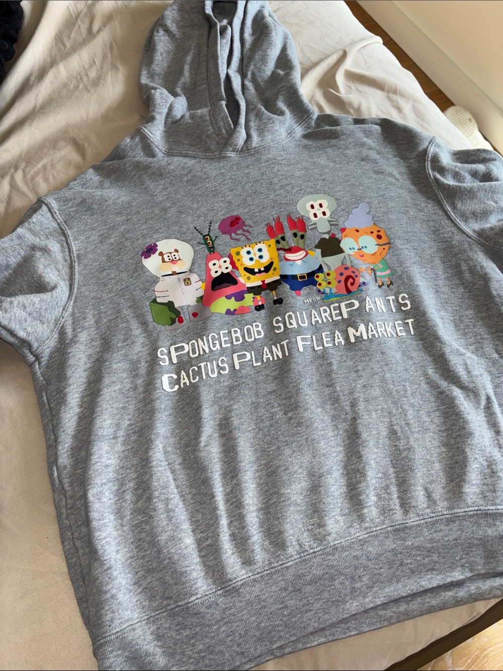 Kids SpongeBob SquarePants Kids Gray Hoodie - Cactus Plant Flea Market Graphic